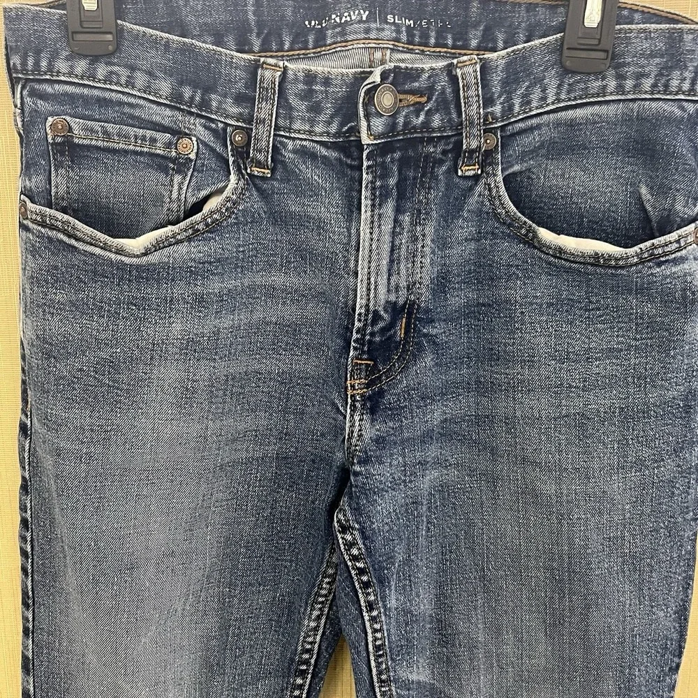 OLD NAVY Men's Distressed Blue Jeans Denim Straight Leg Size 32X32